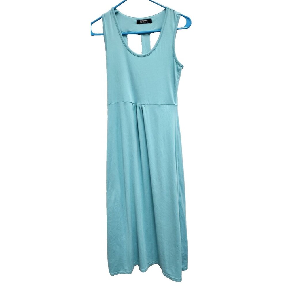 Surf Gear Womens Sleeveless Midi Dress Medium Light Blue Jersey Cutout Beach